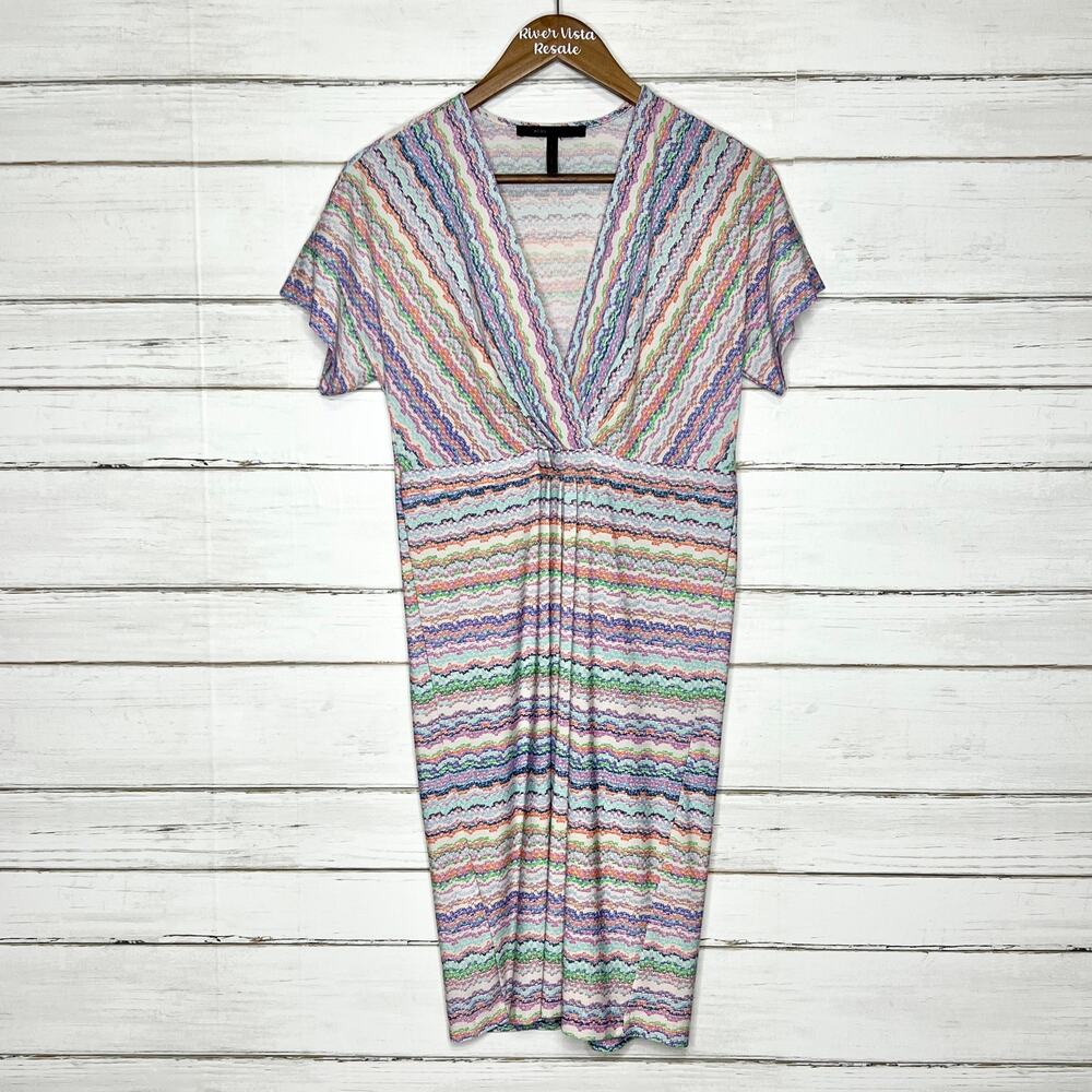 BCBGmaxazria Avery Short Sleeve Multi Color Dress Small